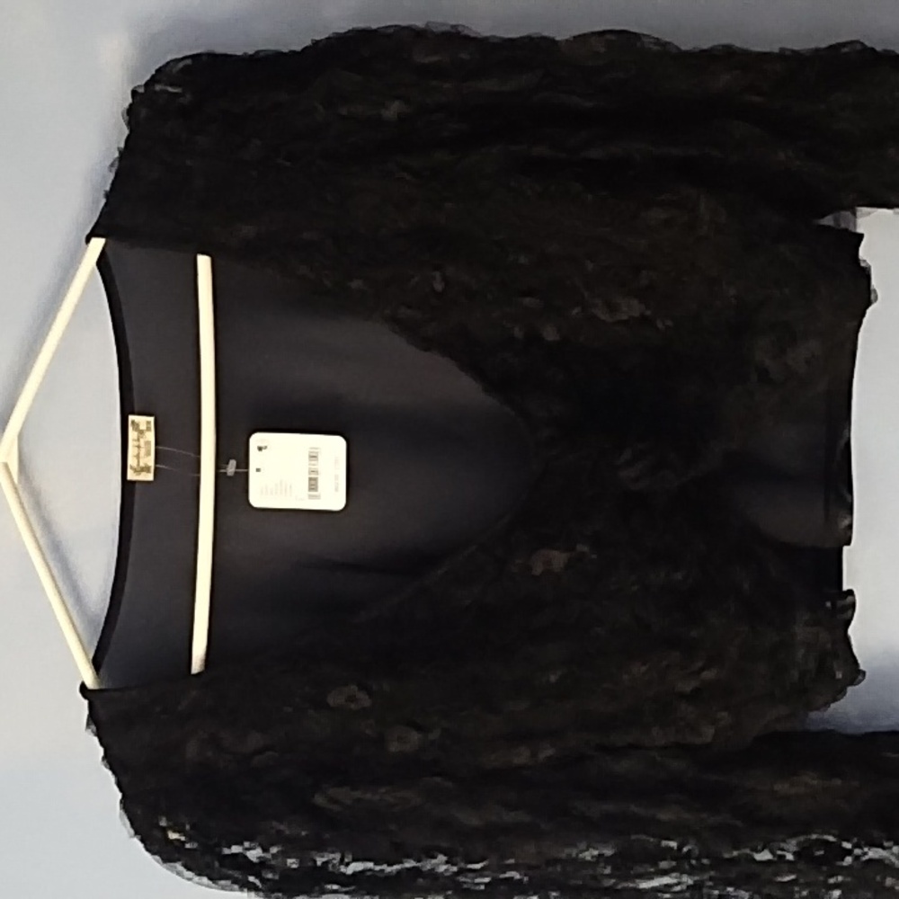 Free People Black Lace Long-Sleeve Wrap Top - Picture 3 of 12